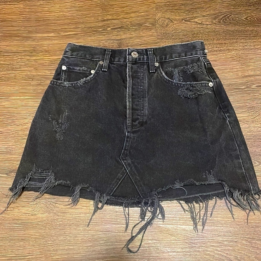 AGOLDE Quinn Distressed Denim Mini Skirt - Picture 3 of 12